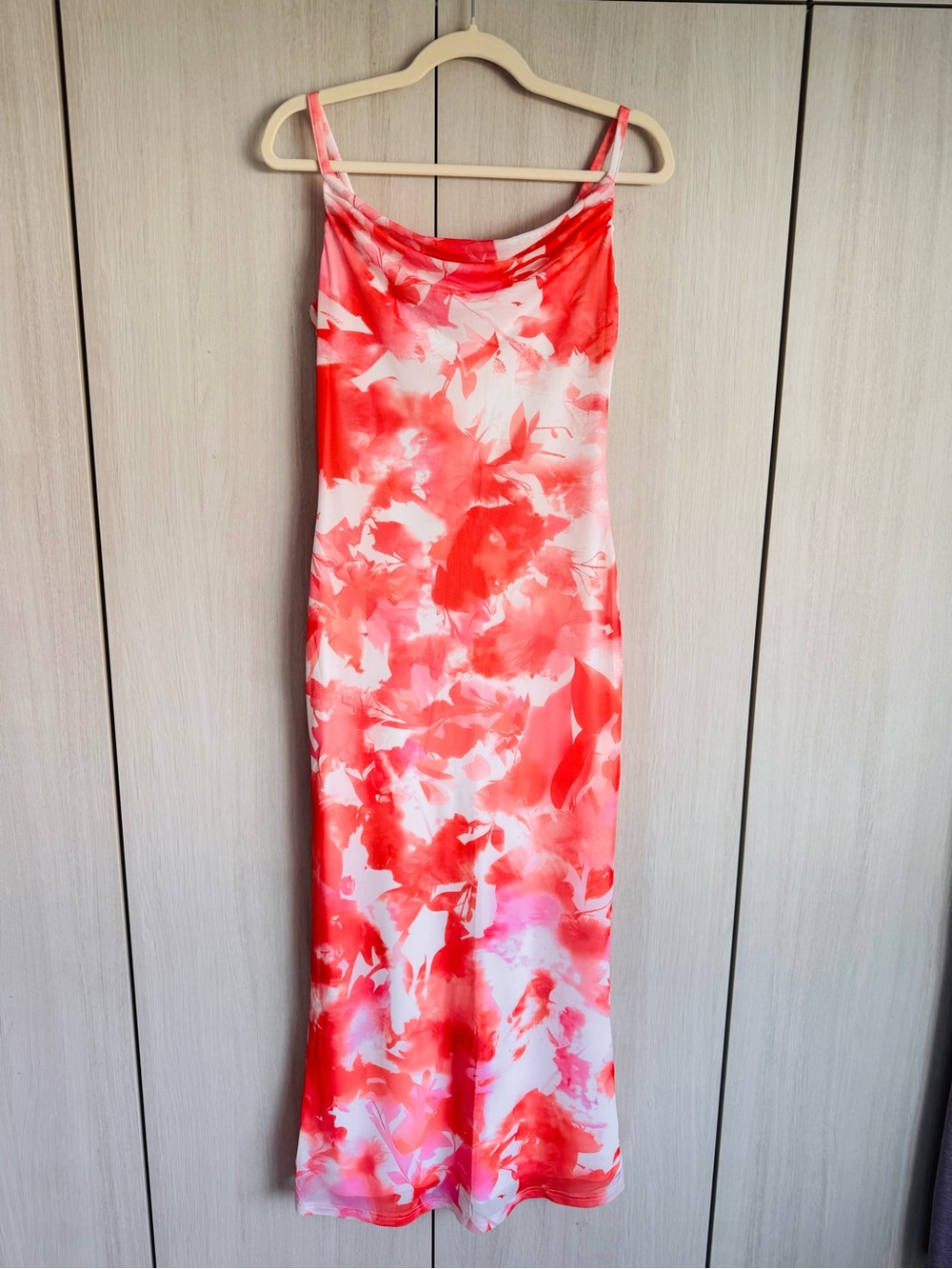 PrettyGarden Coral Floral Strapless Slip Dress Sz S NWT